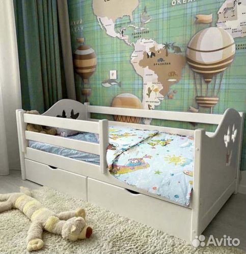 Кроватка с бортиком для малыша берёза сингл
