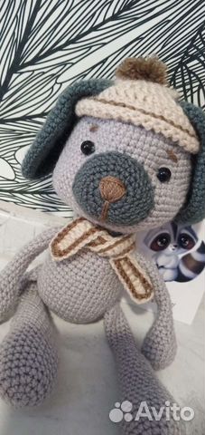 Вязаная игрушка собачка