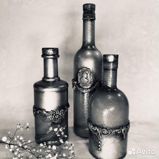 Набор из 3-х бутылок для напитков и декора
