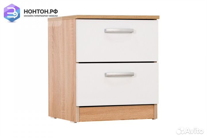 Тумба прикроватная Лотос дуб сонома / белый глянец