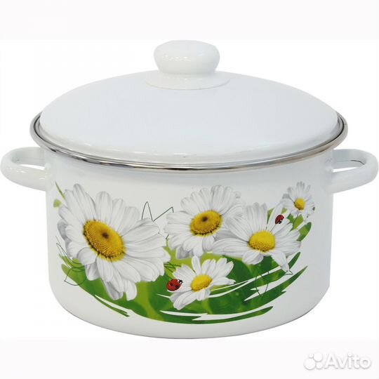 Кастрюля эмаль 4,0л ромашковое поле (М)