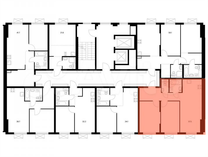 2-к. квартира, 57,5 м², 11/16 эт.