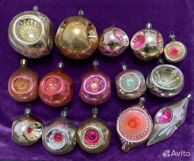 Елочные игрушки СССР шары глинка каустик