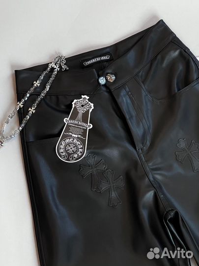 Кожаные брюки Chrome Hearts (премиум качество)