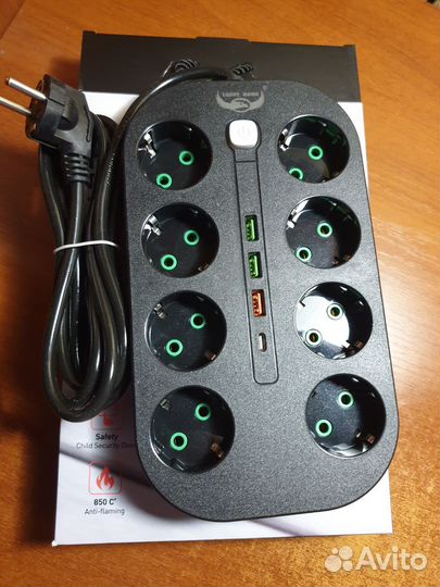 Сетевой фильтр удлинитель 8розеток +3USB +1PD