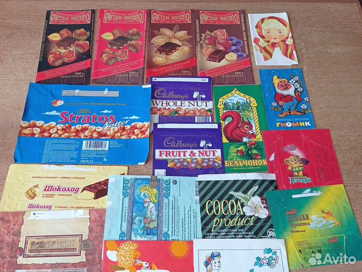 Обертки от шоколада и батончиков разные