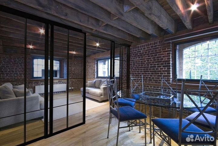 Стеклянная перегородка для зонирования