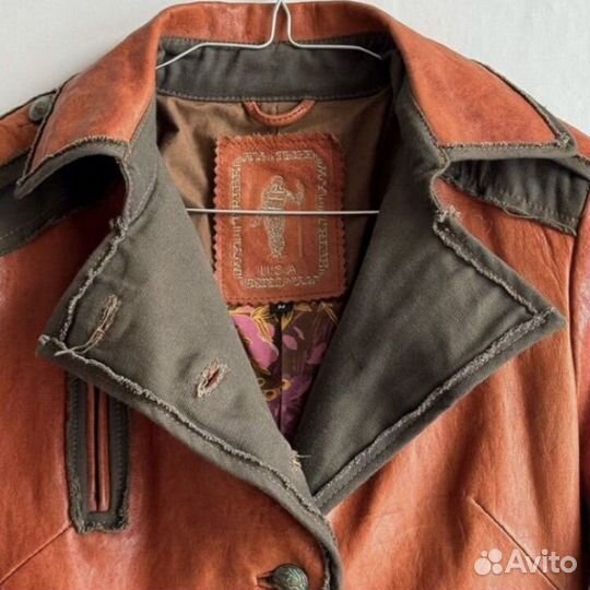 Винтажный кожаный жакет