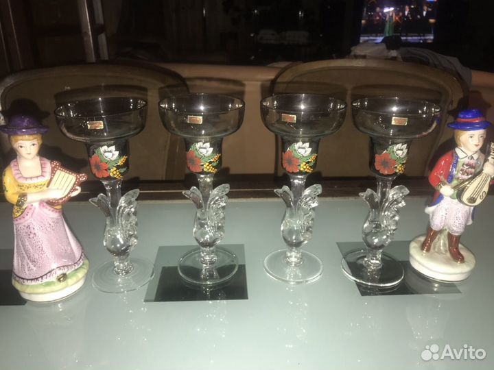 Винтаж цветные бокалы подсвечники
