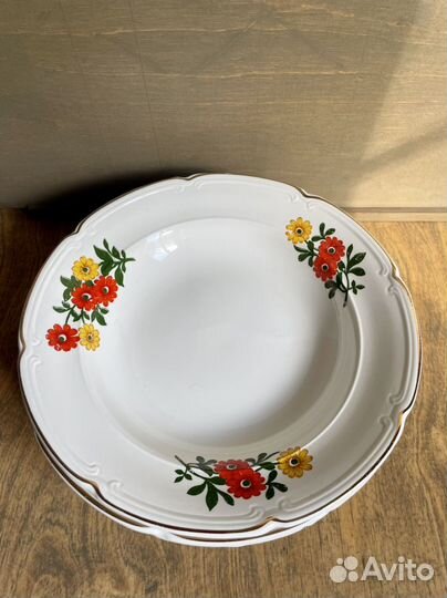 Тарелки Цветы зик Конаково СССР 70-е фаянс