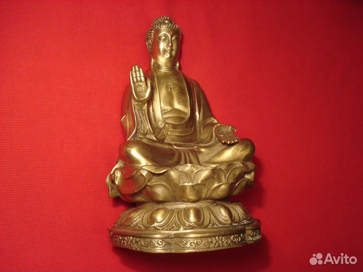 Большая Статуэтка Золотой Будда 29 см Индия Бронза