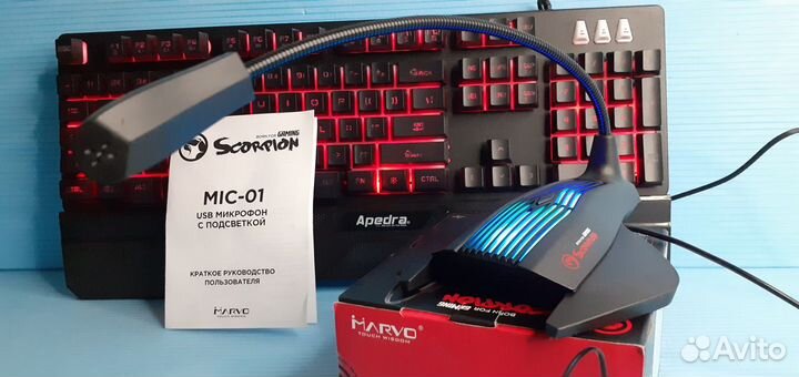 Игровой настольный микрофон Scorpion подсветка RGB