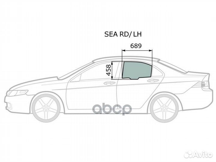 Стекло боковое опускное (Сзади/ Слева/ Цвет зел