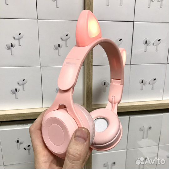 Беспроводные наушники с ушками Розовые