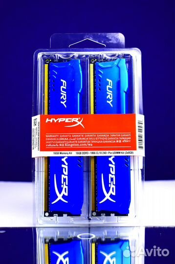 Оп HyperX Fury DDR3 1866 мгц 2*8 гб dimm blue