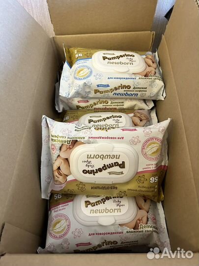 Детские влажные салфетки Pamperino Newborn 56 шт