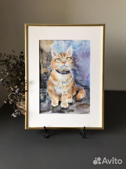 Картина Рыжий кот акварель 21*29,5 А4