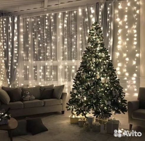Гирлянда штора занавес 3х3м / Гарантия