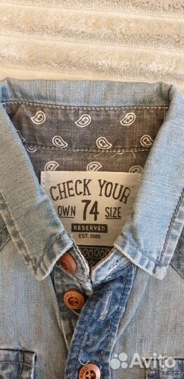 Джинсовая рубашка, Reserved, 74 см, новая
