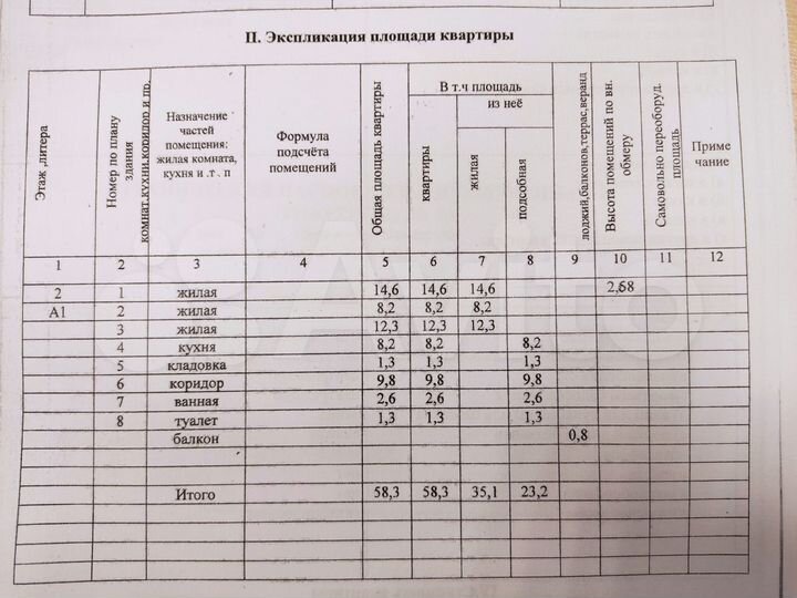 3-к. квартира, 58,3 м², 2/5 эт.