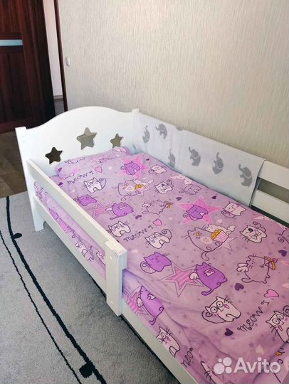 Кроватка берёза от 2х лет сингл высокий борт