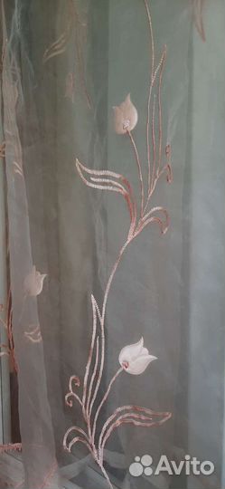 Тюль в зал с вышивкой
