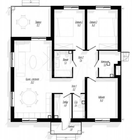 Дом 110 м² на участке 6 сот.