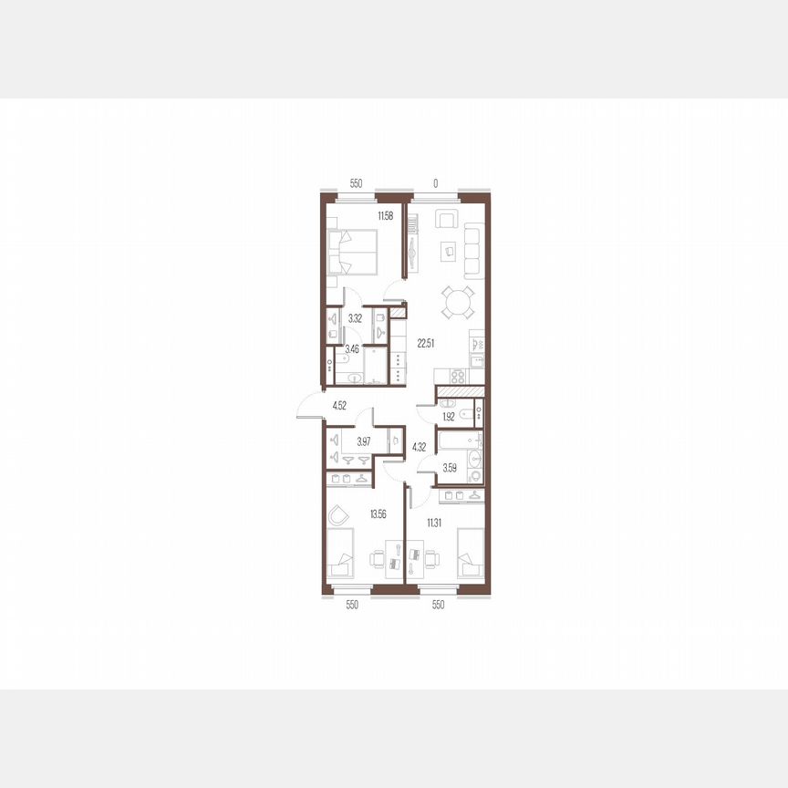 3-к. квартира, 84,1 м², 3/10 эт.