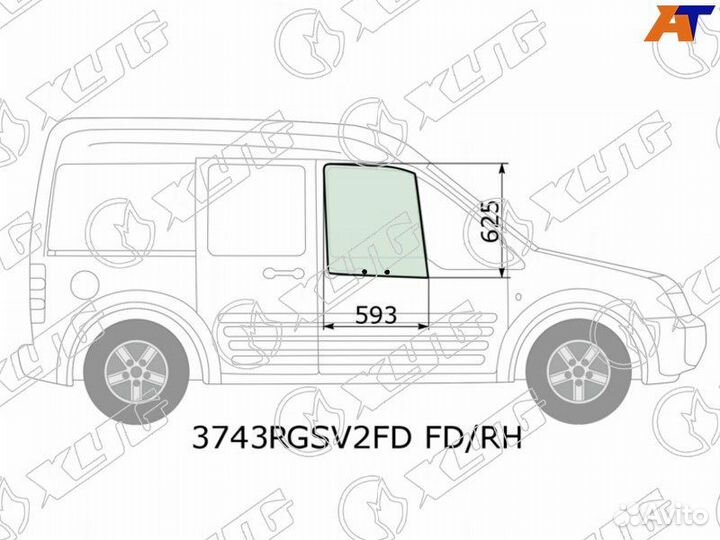 Стекло двери передней правой Ford Connect