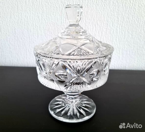 Ваза на ножке и Конфетница, хрусталь, винтаж СССР