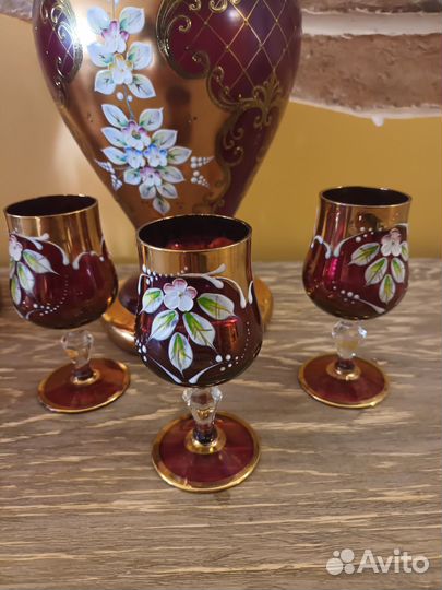 Рюмки богемское стекло, 6 штук, отличное состояние