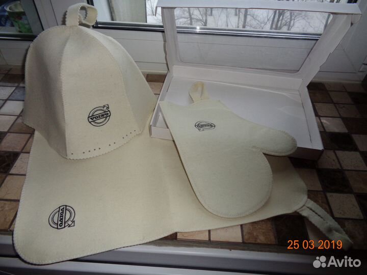 Комплект баня - сауна лого Volvo шерсть подарочная