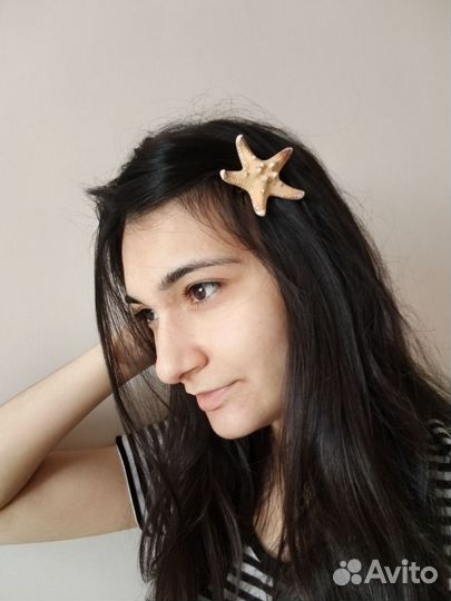 Заколки и броши из натуральных морских звёзд