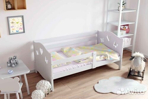 Кроватка сингл от 2х лет высокий борт из натуральн