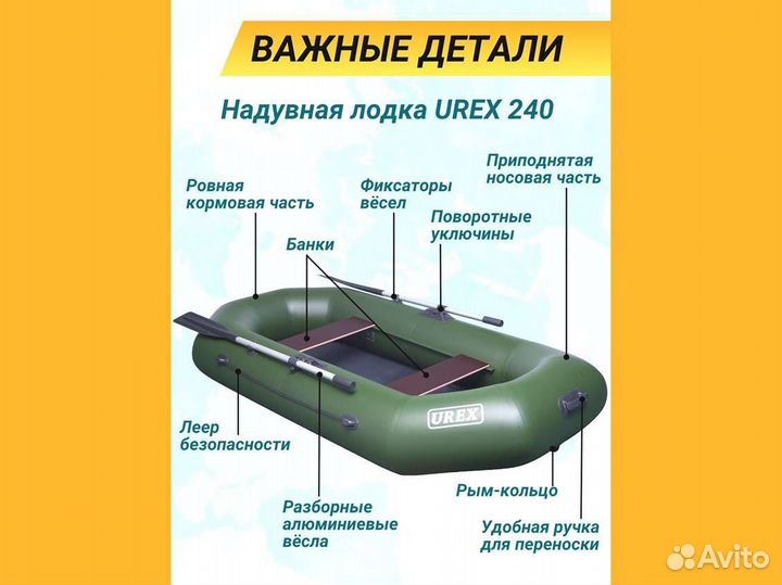 Лодка пвх надувная для рыбалки 240 см urex 240