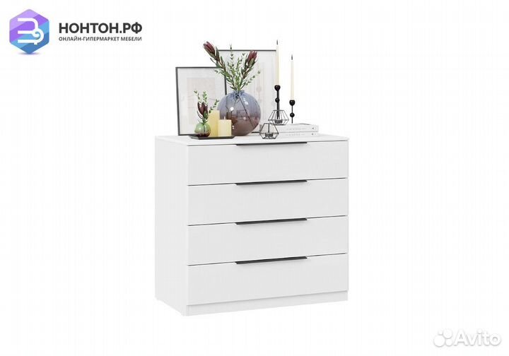 Комод Тесса белый жемчуг / белый глянец