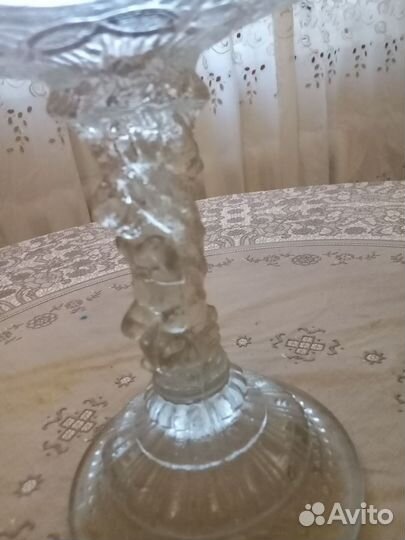 Ваза для фруктов на ножке цветное стекло СССР