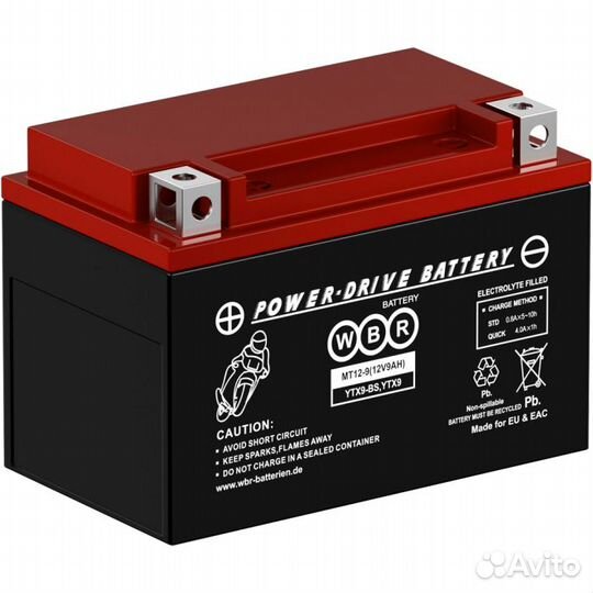 Аккумулятор WBR MT 12-9 (YTX9-BS) для мотоциклов