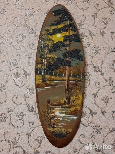 Картины из каменной крошки на спиле дерева