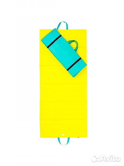 Спортивный коврик складной бирюзовый с лямками