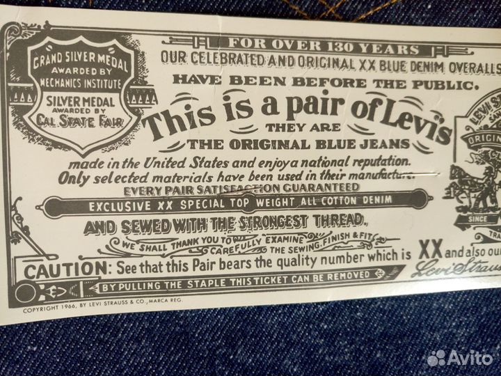 Джинсы levis 501 США 1982 36/30
