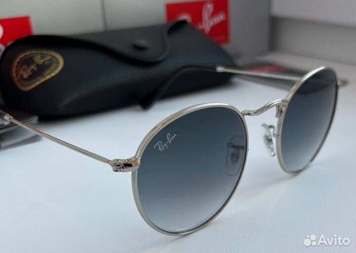 Очки ray ban round metal серые