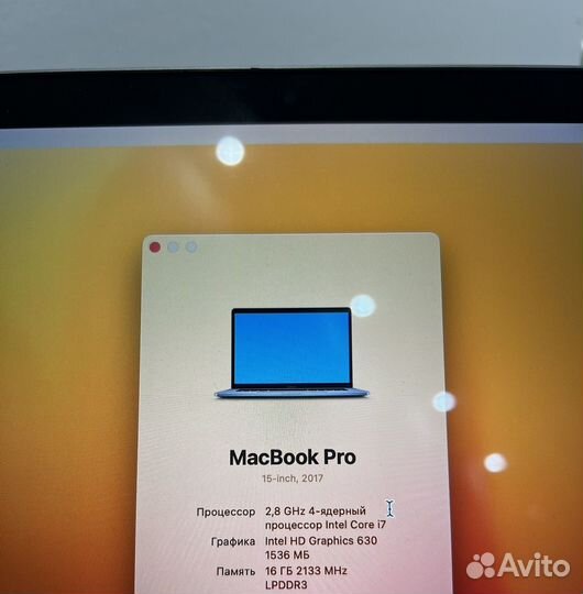 Macbook pro 15 A1707 i7 16gb 256gb