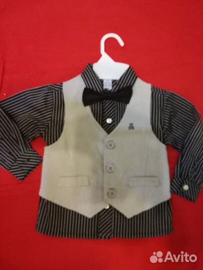 Рубашка,жилетка, бабочка на 18 мес