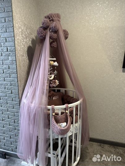 Балдахин и мобиль в кроватку с держателем