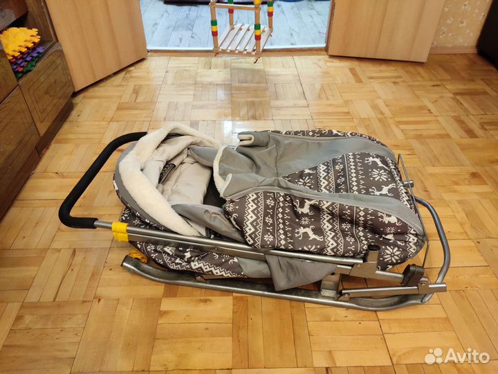 Детские санки коляска с колесами