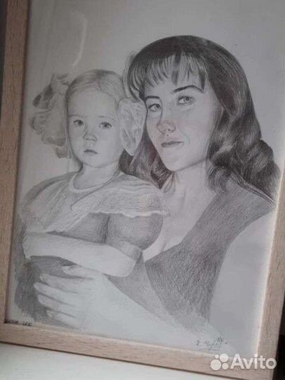 Портрет по фото на заказ карандашом, акрилом