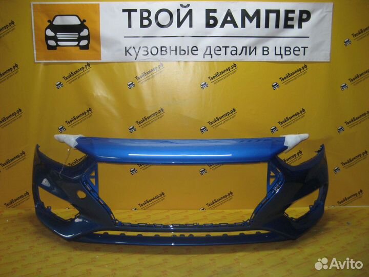 Бампер передний Hyundai Solaris 2017 Синий N4B
