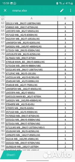 Материнские платы для ноутбуков Asus