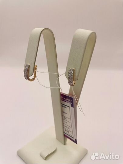 Серьги, Золото красное, 585; Вст.фианит